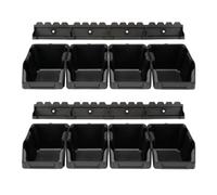 Perel Omsb10 Lot de boîte de rangement en plastique/103 mm x 165 mm x 75 mm Dimensions, Noir (Lot de 8)