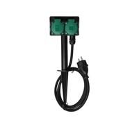 Perel Prise extérieure avec Piquet de Terre, 2 Prises Type E avec couvercles, boîtier IP44 résistant aux éclaboussures, câble H07RN-F 3G1.5 de 1,5 m, multiprise pour éclairage et Outils de Jardin