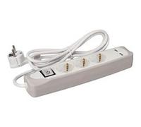 Perel Prise Schuko 3 voies avec 2 ports USB Gris et blanc G