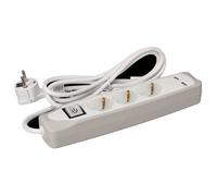 PEREL Prise Schuko 3 voies USB