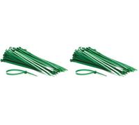 Perel Set d'attaches-câbles en nylon 4,6x200 mm - Vert, résistant aux UV, 100 pièces. (Lot de 2)