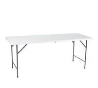 Perel Table Pliante, Table Valise, Table Pliable, résistante aux intempéries, avec poignée, idéale pour Pique-Nique, Camping, Barbecue, fête, supporte jusqu'à 100 kg, Blanche
