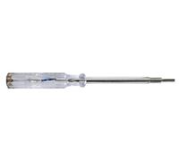 Perel Testeur de tension, testeur de phase, tournevis testeur électricien à fente, testeur électrique, indication néon, 100-250 V, transparent, acier au chrome vanadium (CrV)