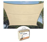 Perel Voile d’ombrage 3.6 x 3.6 m, Carree pour Jardin et terrasse, Polyester deperlant 160 g/m2, Protection UV 90%, Toile Respirante avec Anneaux en Acier Inoxydable, Creme