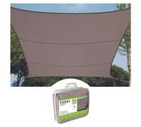 Perel Voile d’ombrage 3.6 x 3.6 m, Carree pour Jardin et terrasse, Polyester deperlant 160 g/m2, Protection UV 90%, Toile Respirante avec Anneaux en Acier Inoxydable, Taupe