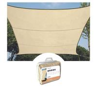 Perel Voile d’ombrage carrée 5 x 5 m en HDPE Respirant et perméable pour Jardin et terrasse, Protection UV 90%, Toile rafraîchissante, Champagne
