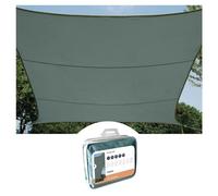 Perel Voile d'ombrage Hydrofuge 4 x 3 m 160 g/m² Polyester Rectangulaire Gris Vert