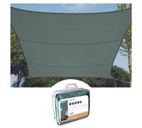 Perel Voile d'ombrage, Toile ombrage, Toile extérieure terrasse, imperméable, Protection Contre UV, 4 Anneaux en O en Acier Inoxydable, 3.6 x 3.6 m, 160 g/m², Polyester, carrée, Gris Vert