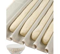 Perenllareta XL Bakers Couche 99,1 x 63,5 cm pour la fabrication de pâte à baguette française, chiffon de cuisson en coton et lin et housse de bol réutilisable de 25,4 cm