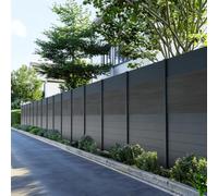 PERENZA Kit clôture alu composite BAHI CRUZ 9,20x1,80m platines, Ardoise | Occultation totale, lames 21x150x1780 mm, poteaux alu 75x75 mm gris, lames recoupables, quincaillerie incluse