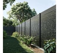 PERENZA Kit clôture aluminium OLINDA 45 7,38x1,80 m platines, Anthracite | Occultation totale, lames 21x45x1780 mm, poteaux alu 75x75 mm gris, quincaillerie incluse