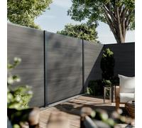 PERENZA Kit clôture composite CRUZ 9,20x1,80 m sur platines, Ardoise | Occultation totale, lames 21x150x1780 mm, poteaux alu 75x75 mm gris, lames recoupables, quincaillerie incluse