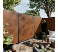 PERENZA Kit clôture composite CRUZ 9,20x1,80 m sur platines, Teck | Occultation totale, lames 21x150x1780 mm, poteaux alu 75x75 mm gris, lames recoupables, quincaillerie incluse