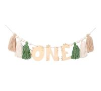 perfeclan Bannière de chaise haute pour bébé 1er anniversaire, lettre en bois pour shower, guirlande décorative pour photo avec pompons pour garçon et