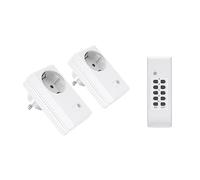 Perfect jeu de prises radiocommandées, 2x prises radiocommandées, 1x télécommande radio, intérieur, 220-240V 1100 watts, portée 30m, blanc