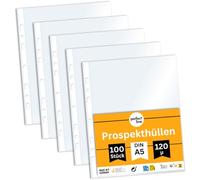perfect line 100 pochettes transparentes pour documents DIN-A5, pochette plastique transparentes, films transparents solides premium, Transparent comme du verre, lisse, extra fort, Fabriqué en UE