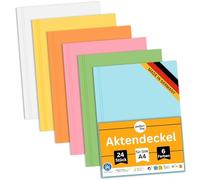 perfect line - 24 chemises cartonnées A4 - 250 g/m², carton recyclé rigide, 6 couleurs assorties - écologiques, certifiées Ange Bleu, Made in Germany