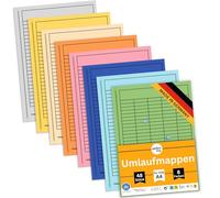 perfect line - 48 dossiers DIN A4 en 8 couleurs - Carton recyclé 250 g/m², certifié Blauer Engel - Fabriqué en Allemagne - Avec impression grille et trous de visualisation - Porte-documents pour