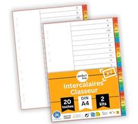 perfect line Intercalaires classeur A-Z DIN-A4, 20-pièces, 2-set, intercalaire A4 en carton, Fabriqué en Allemagne, certifié Blue Angel