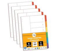 perfect line Intercalaires classeur A4 DIN-A4, 6-pièces, 5-set, intercalaire A4 en carton, FABRIQUÉ EN ALLEMAGNE