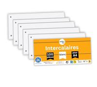 perfect line - Intercalaires recyclés, lot de 100, blanc, perforés - certifiés Ange Bleu, pour format A4, fabriqués en Allemagne