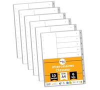 perfect line Lot de 10 intercalaires de classeur format A4 en plastique (PP), 10 onglets, gris, recyclables, fabriqués en Allemagne