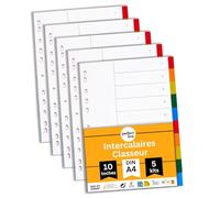 perfect line plastique Intercalaires classeur DIN-A4, 10-pièces, 5-set, intercalaire A4 en polypropylène, fabriqué en Allemagne