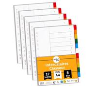 perfect line plastique Intercalaires classeur DIN-A4, 12-pièces, 5-set, intercalaire A4 en polypropylène, fabriqué en Allemagne