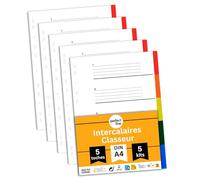 perfect line plastique Intercalaires classeur DIN-A4, 5-pièces, 5-set, intercalaire A4 en polypropylène, fabriqué en Allemagne