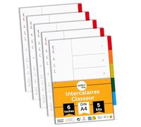 perfect line plastique Intercalaires classeur DIN-A4, 6-pièces, 5-set, intercalaire A4 en polypropylène, fabriqué en Allemagne