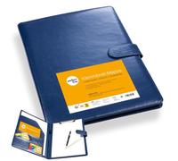 perfect line Porte-bloc format A4 avec fermeture magnétique - En cuir synthétique résistant avec aspect cuir élégant - Porte-documents de qualité supérieure (1 porte-documents, bleu)