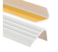 PerfectPVC Nez de marche PVC autoadhésif antidérapant 65x40mm 180cm Blanc | Protection de bord de marche autocollante, profilé d’angle antidérapant d’escalier, bande de bordure, pose sans perçage