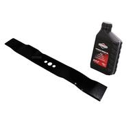 perfektGarten Lame de paillage pour tondeuse à gazon 46 cm compatible avec McCulloch M46-140WR M46-190AWREX MBO018 + huile Briggs & Stratton SAE30