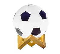 perfk 3D Football Lampe Luminosité Réglable LED Veilleuse USB Alimenté Lumière Chaude Petite Lampe de Table Base en Bois Massif pour Chevet Décor À La, Base Creuse