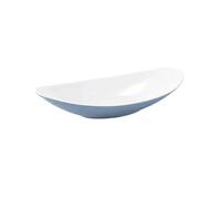 perfk Assiette Mélamine Design Bol Ovale Plat Présentation Résistante aux Chocs Nettoyage Rapide Adaptée à Usage Domestique Réunions, Blanc Bleu, S