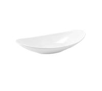 perfk Assiette Mélamine Design Bol Ovale Plat Présentation Résistante aux Chocs Nettoyage Rapide Adaptée à Usage Domestique Réunions, Blanc, S
