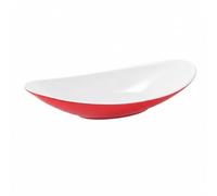 perfk Assiette Mélamine Design Bol Ovale Plat Présentation Résistante aux Chocs Nettoyage Rapide Adaptée à Usage Domestique Réunions, Rouge+Blanc, L