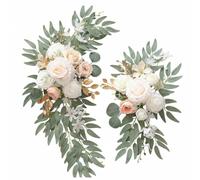 perfk Bouquet Artificiel Guirlande Florale Composition de Mariage Arrangement de Fleurs en Soie Prêt à l'emploi Aspect Naturel Adapté aux Arches Nuptiales, B
