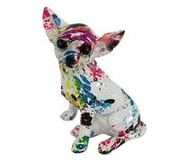 perfk Chien Figurines Home Decor Animal Statue Creative Coloré Moderne Chien Sculpture Graffiti Chihuahua Statue pour Chambre Cadeau Home Decor Accents, Graffiti tacheté