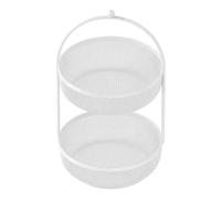 perfk Corbeille à fruits à double étage, présentoir grande capacité, panier à fruits en fil métallique pour légumes, oignons, bananes, jardin, Blanc