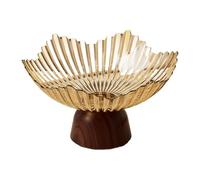 perfk Coupe à fruits sur pied, porte-en-cas, présentoir à fruits et à collations, cadeau, décoration intérieure, plateau polyvalent pour fêtes, cuisine, or Clair