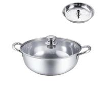 perfk Cuiseur Vapeur en Acier Inoxydable Marmite Casserole Panier de Cuisson Couvercle en Verre Observable avec Bouton Métal pour Circulation de Vapeur, 32 Cm