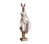 perfk Figurine de lapin en résine, décoration de table de Pâques, objet artisanal décoratif, ornement de bureau, statue de lapin pour cheminée ou entrée, Lapin Femelle