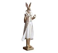 perfk Figurine de lapin en résine, décoration de table de Pâques, objet artisanal décoratif, ornement de bureau, statue de lapin pour cheminée ou entrée, Lapin Mâle
