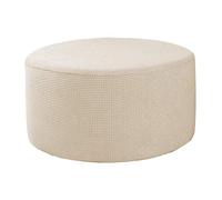 perfk Housse de Pouf Extensible Tabouret de Pied Rond, Housse de Repose-Pieds Pouf, Fond élastique, Lavable (Standard, Beige)