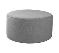 Perfk Housse de Pouf Extensible Tabouret de Pied Rond, Repose-Pieds, Fond Élastique, Lavable (Standard, Gris)