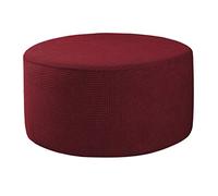 Perfk Housse de Pouf Extensible Tabouret de Pied Rond, Repose-Pieds, Fond Élastique, Lavable (Standard, Vin Rouge)