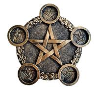 perfk Photophore Pentagramme, bougeoirs Pentagramme sorcière en résine, bougeoir de cérémonie de Sorcellerie bougeoir bougeoir pour Magicien de cérémonie - Laiton