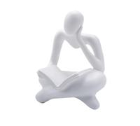 perfk Statue de Lecteur Moderne Mini Ornement décor à la Maison Figurine Humaine Personnes Sculpture Objets de Collection élégant pour Salon Bureau cheminée, Blanche