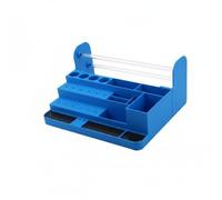 perfk Support de Réparation Téléphone Organisateur Plan de Travail Compartiments Multiples Présentoir Tournevis Porte-pince Support Petites Pièces Plastique, Bleu Royal, Boîte Couleur